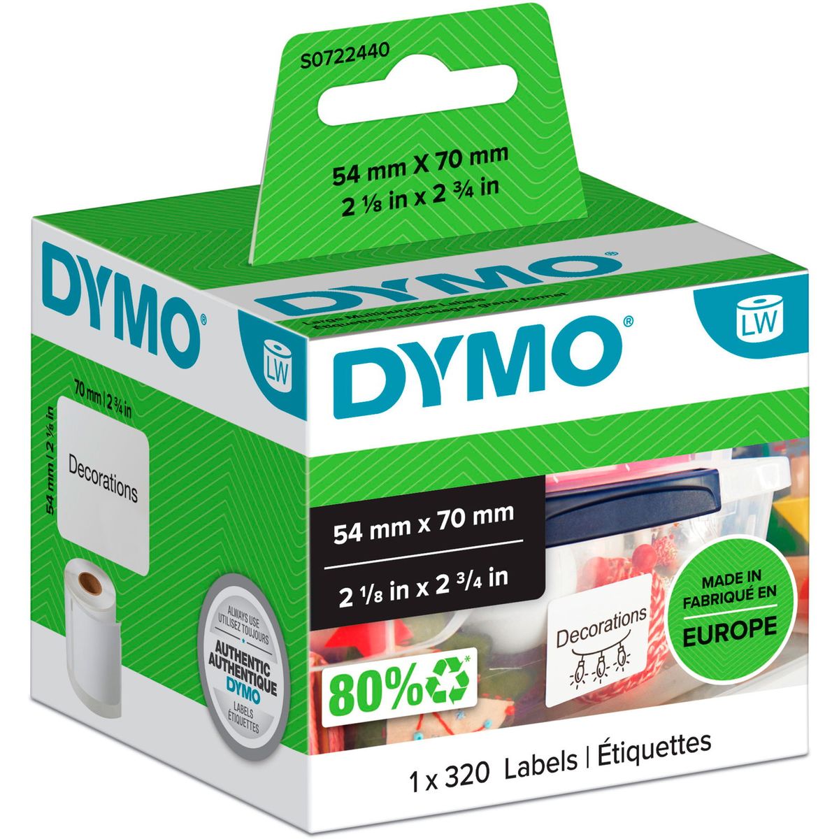 Dymo LabelWriter etiketter 54x70mm hvid