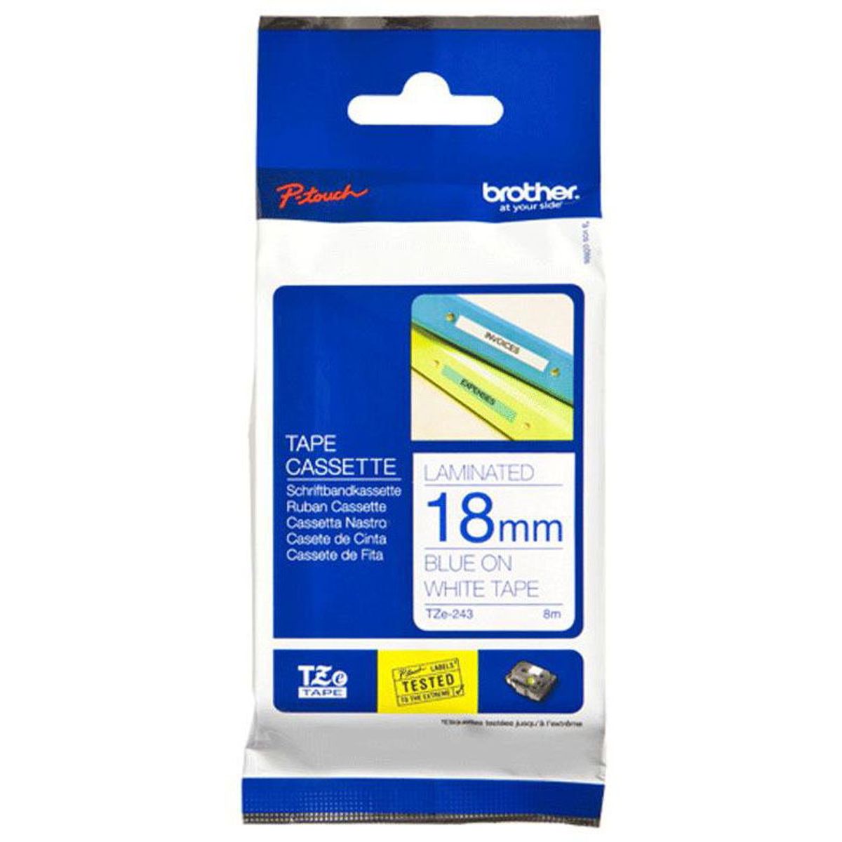 Brother TZe-tape TZE243 bla;hvid 18 mm x 8 m