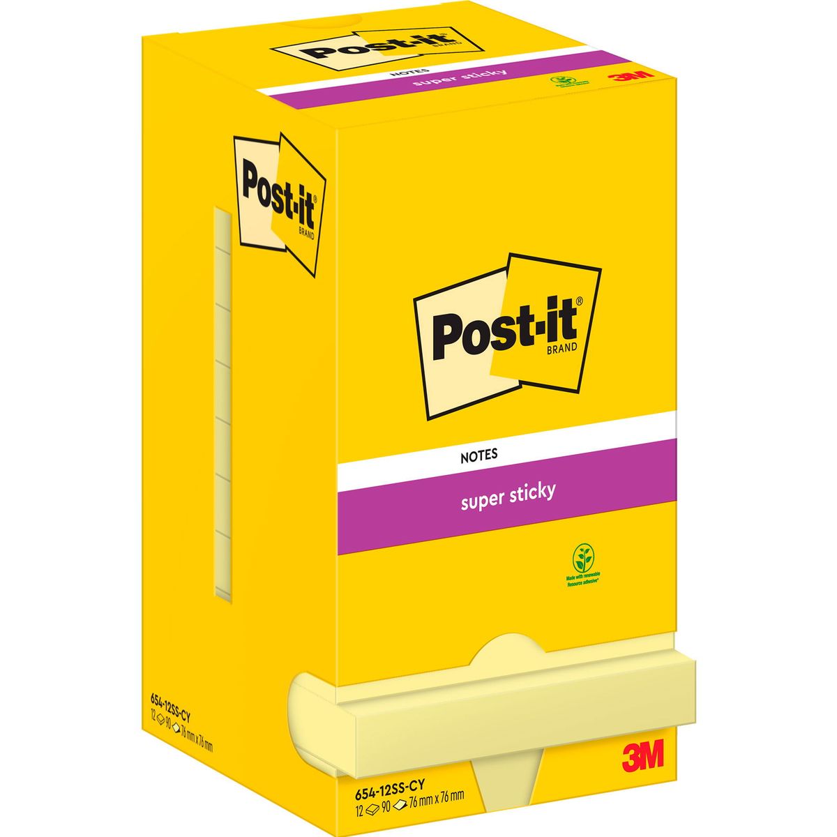 Post-it Super Sticky notesblok 76x76mm gul 12 blk