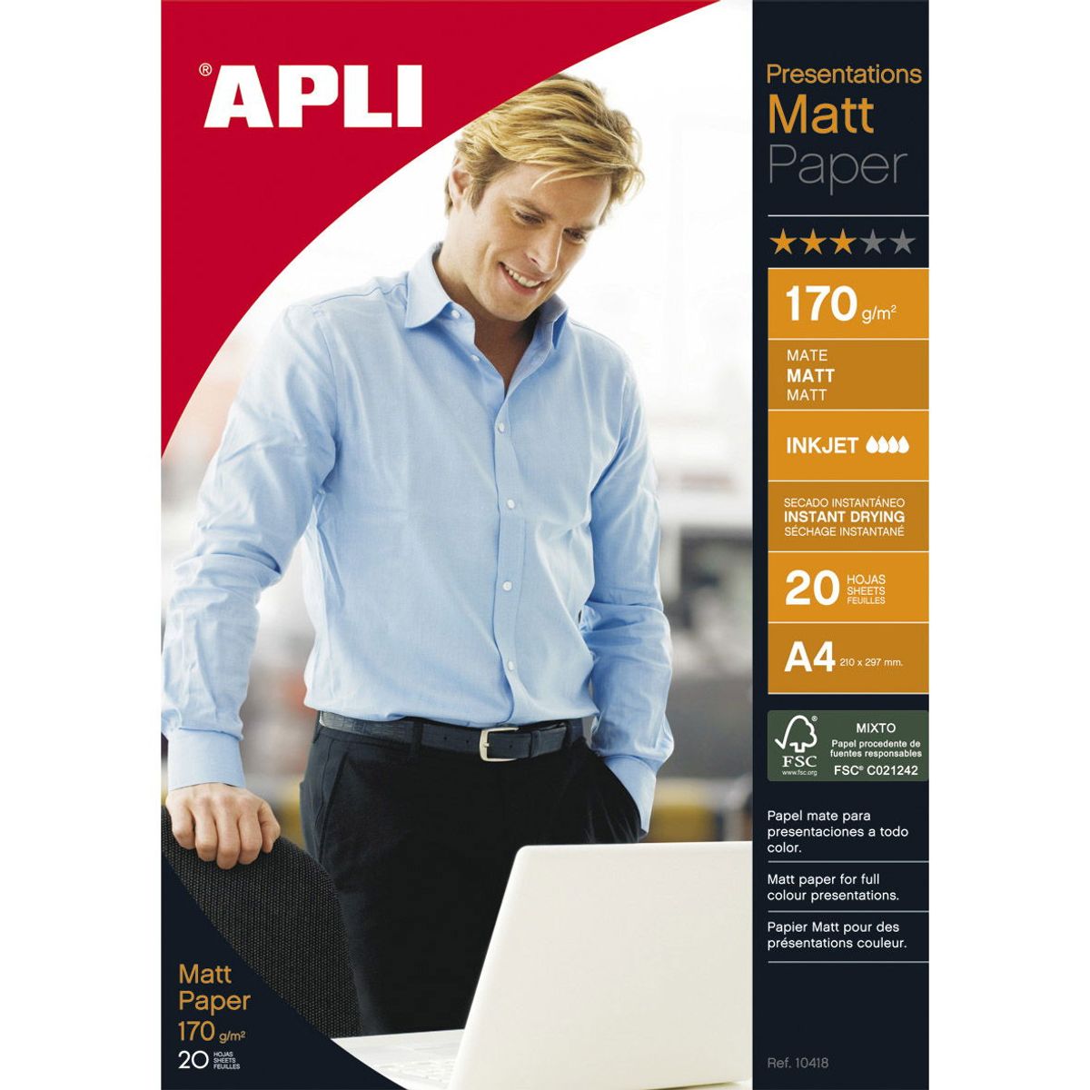 Apli brochurepapir A4 170g mat 20ark