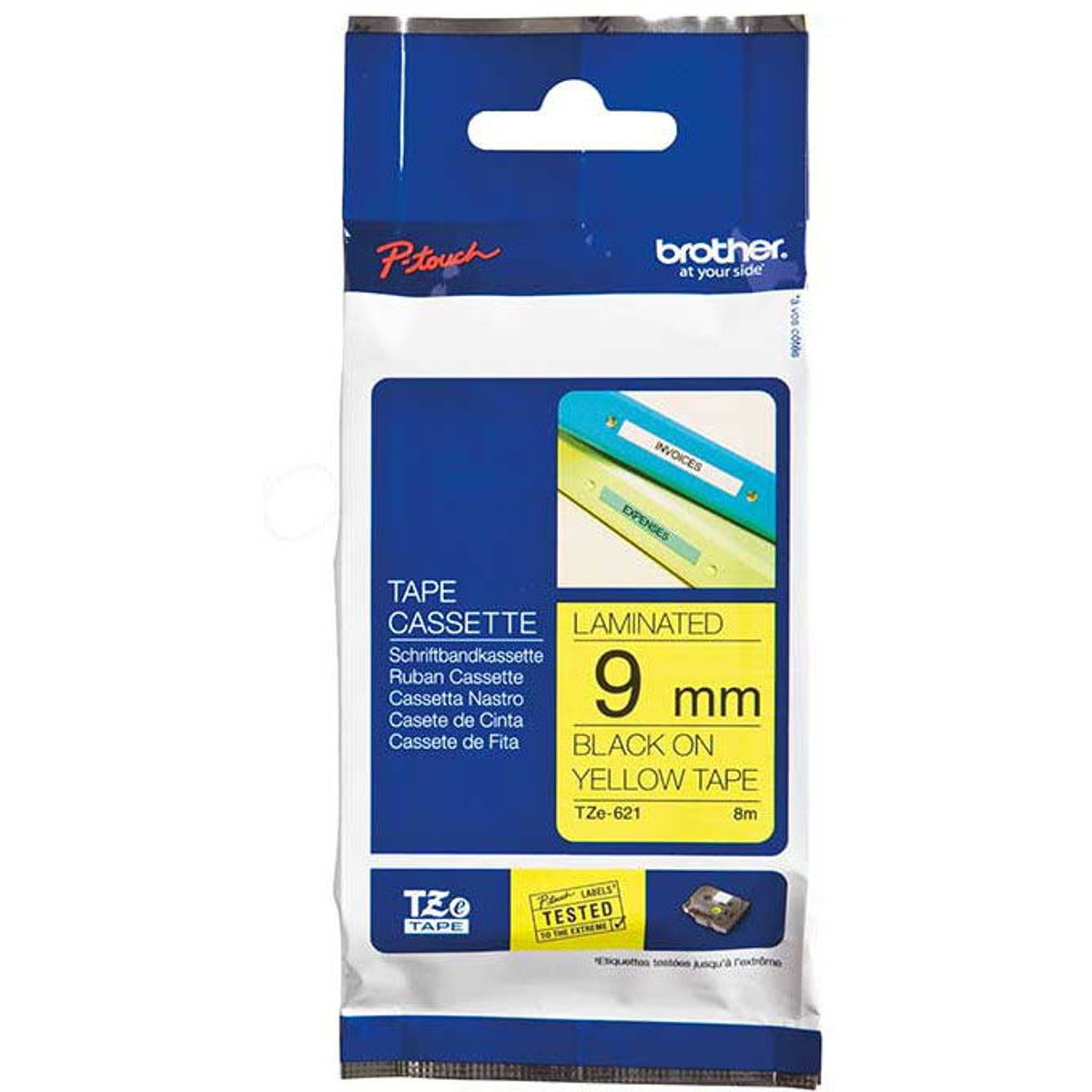 Brother TZe-tape TZE621 sort;gul 9 mm x 8 m