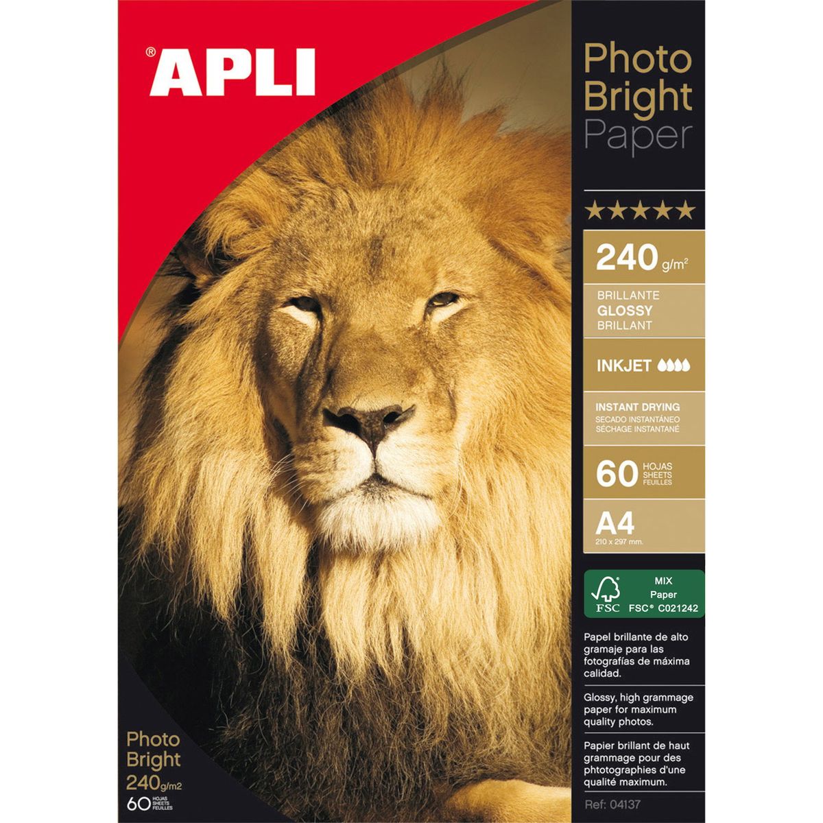 Apli Photo Bright fotopapir A4 240g 60ark