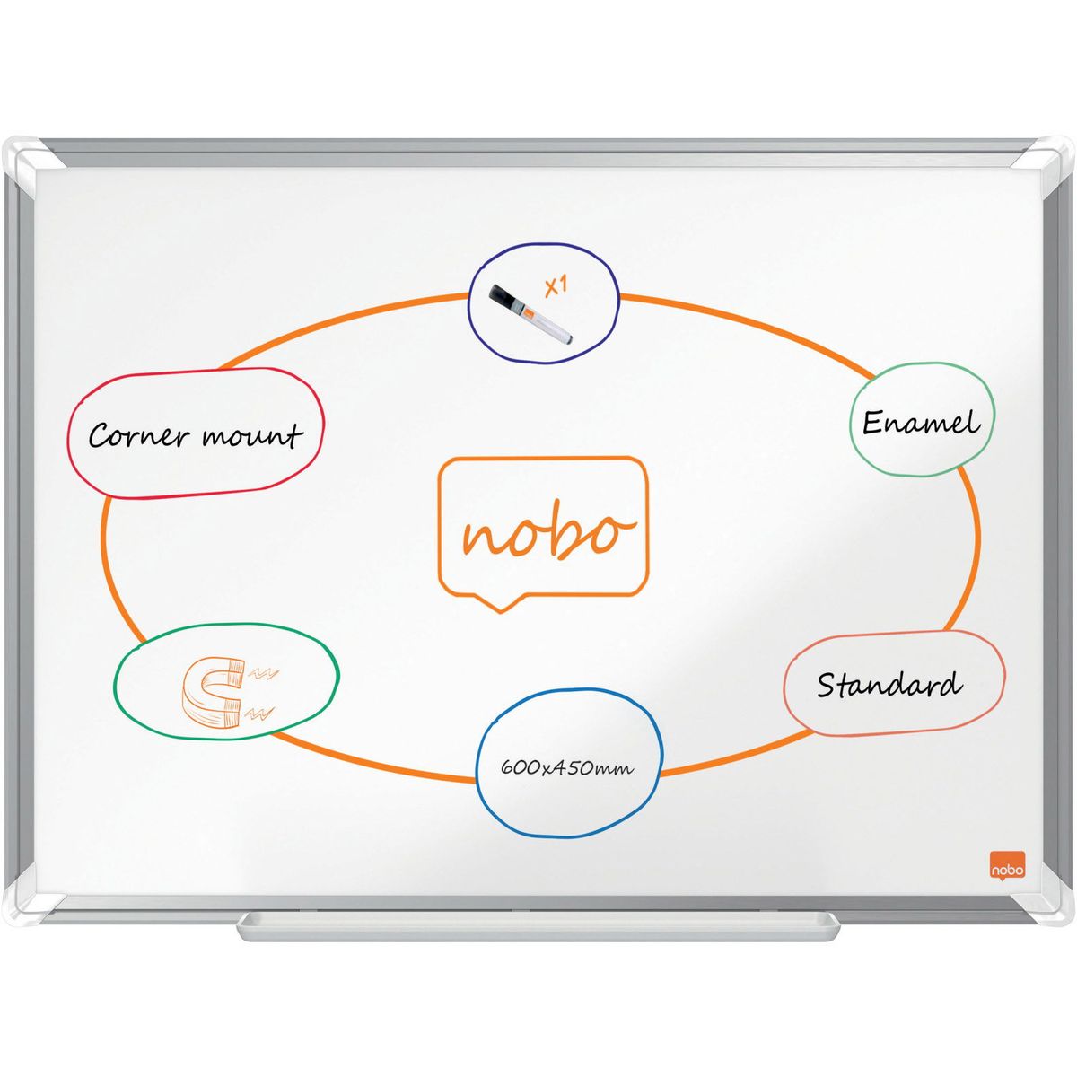 Nobo Premium Plus emaljeret whiteboard 60x45cm hvid