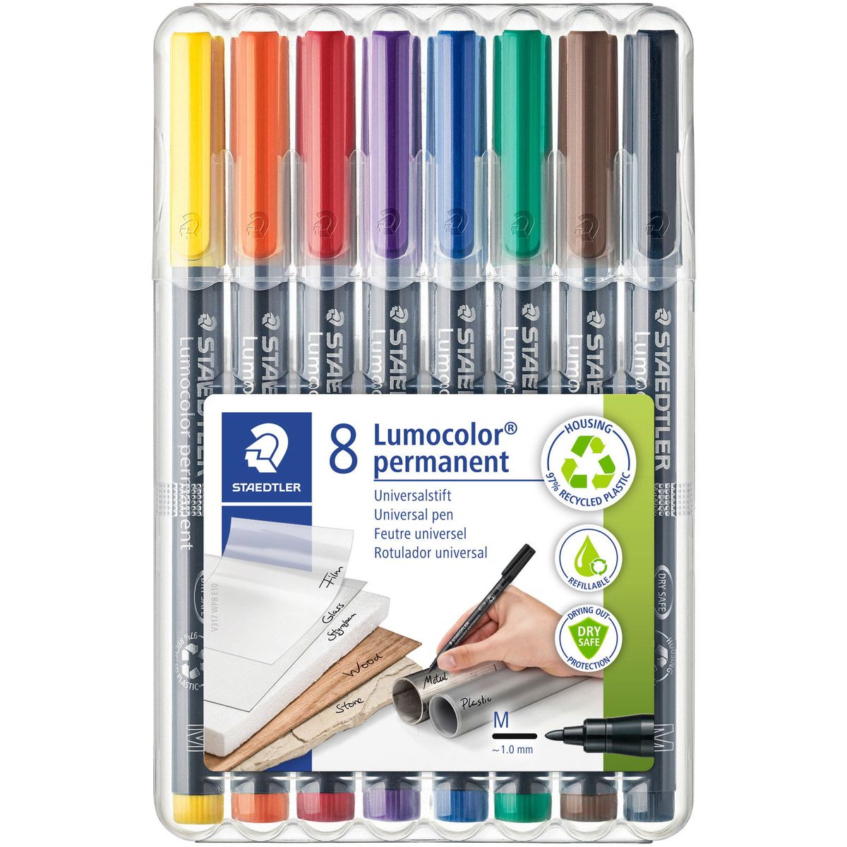 Staedtler Lumocolor 317M permanent overheadpenne 1,0mm 8 farver