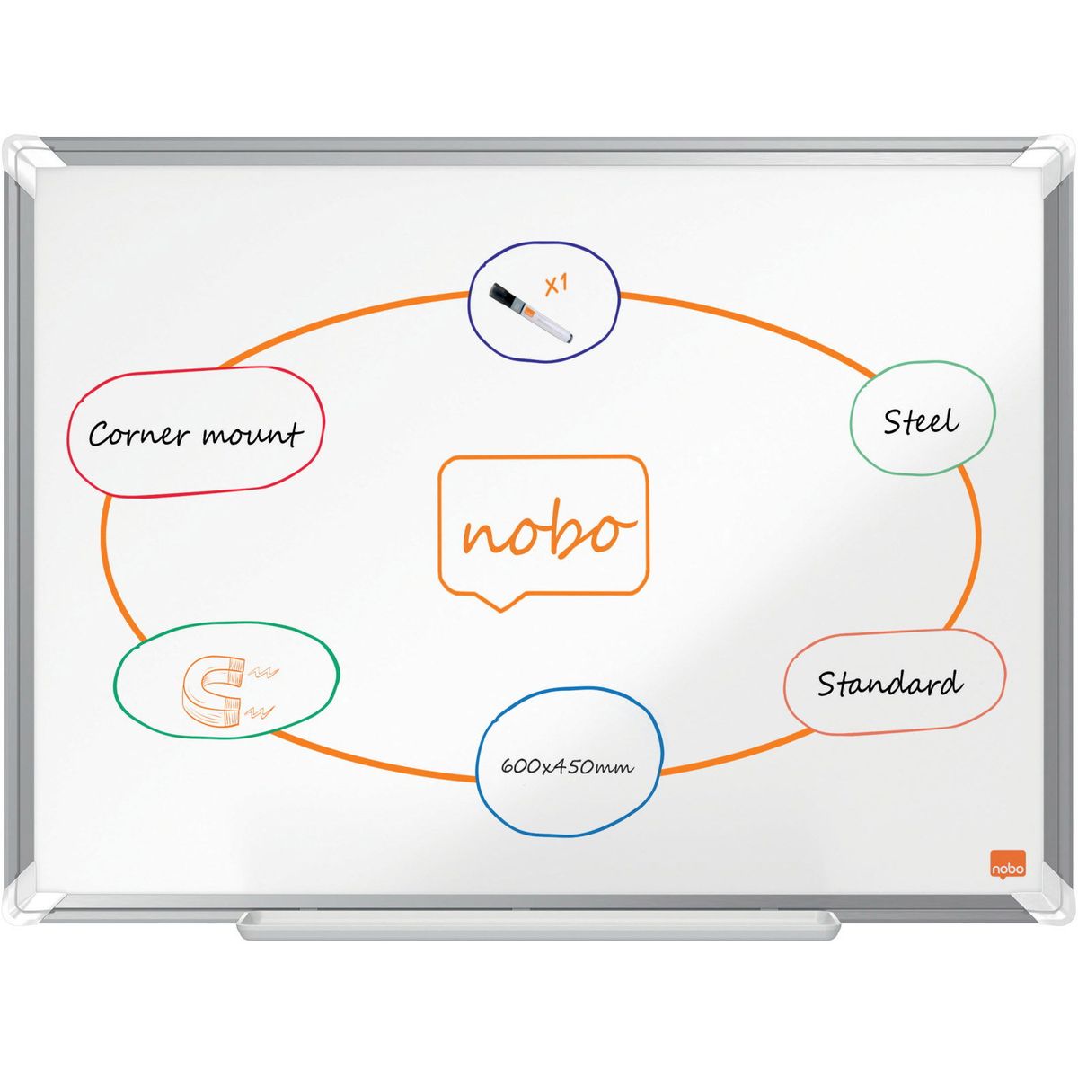 Nobo Premium Plus stål whiteboard 60x45cm hvid