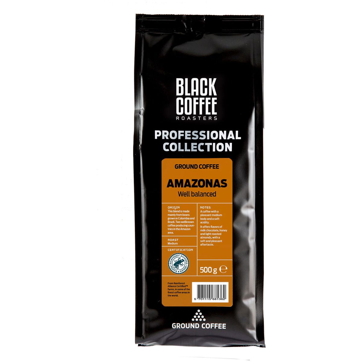 Black Coffee Roasters Amazonas kaffe 500 g Formalet