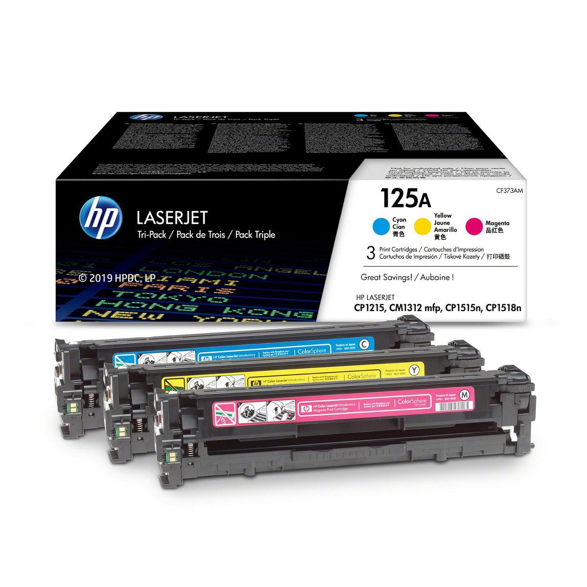 HP 125A CF373AM CMY Multipakke Lasertoner, 1.400 sider