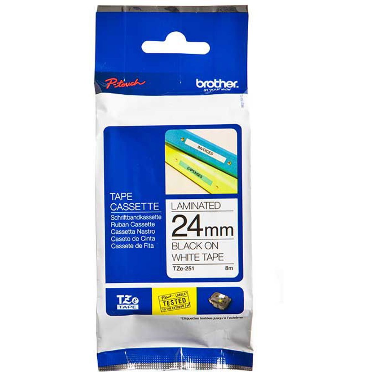 Brother TZe-tape TZE251 sort;hvid 24 mm x 8 m