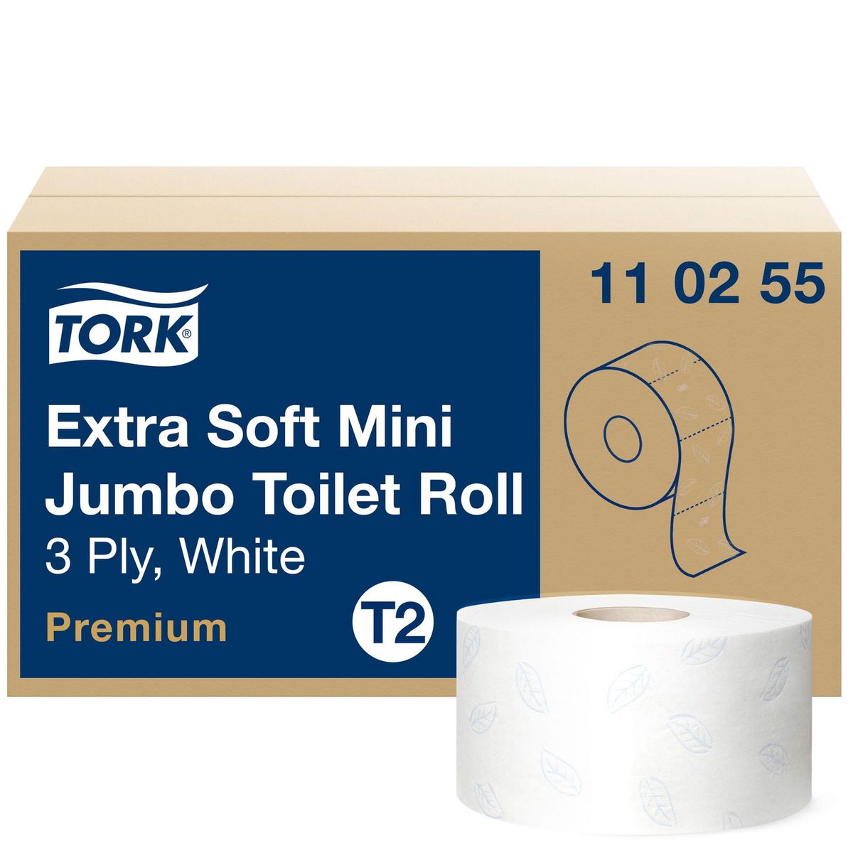 Tork 110255 Premium Mini Jumbo toiletpapir 3-lags T2 12rl