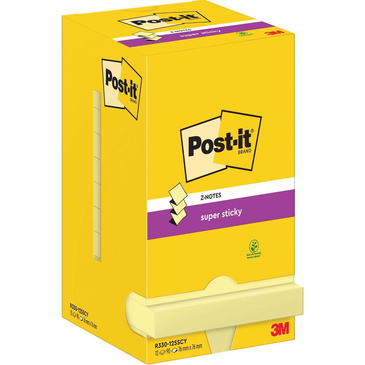 Post-it Super Sticky z-notes 76x76mm gul 12stk