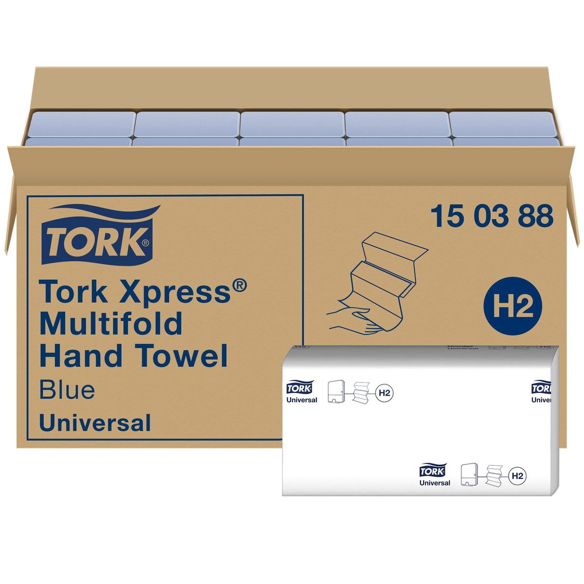 Tork 150388 Xpress håndklædeark 2lags H2 blå 4740ark