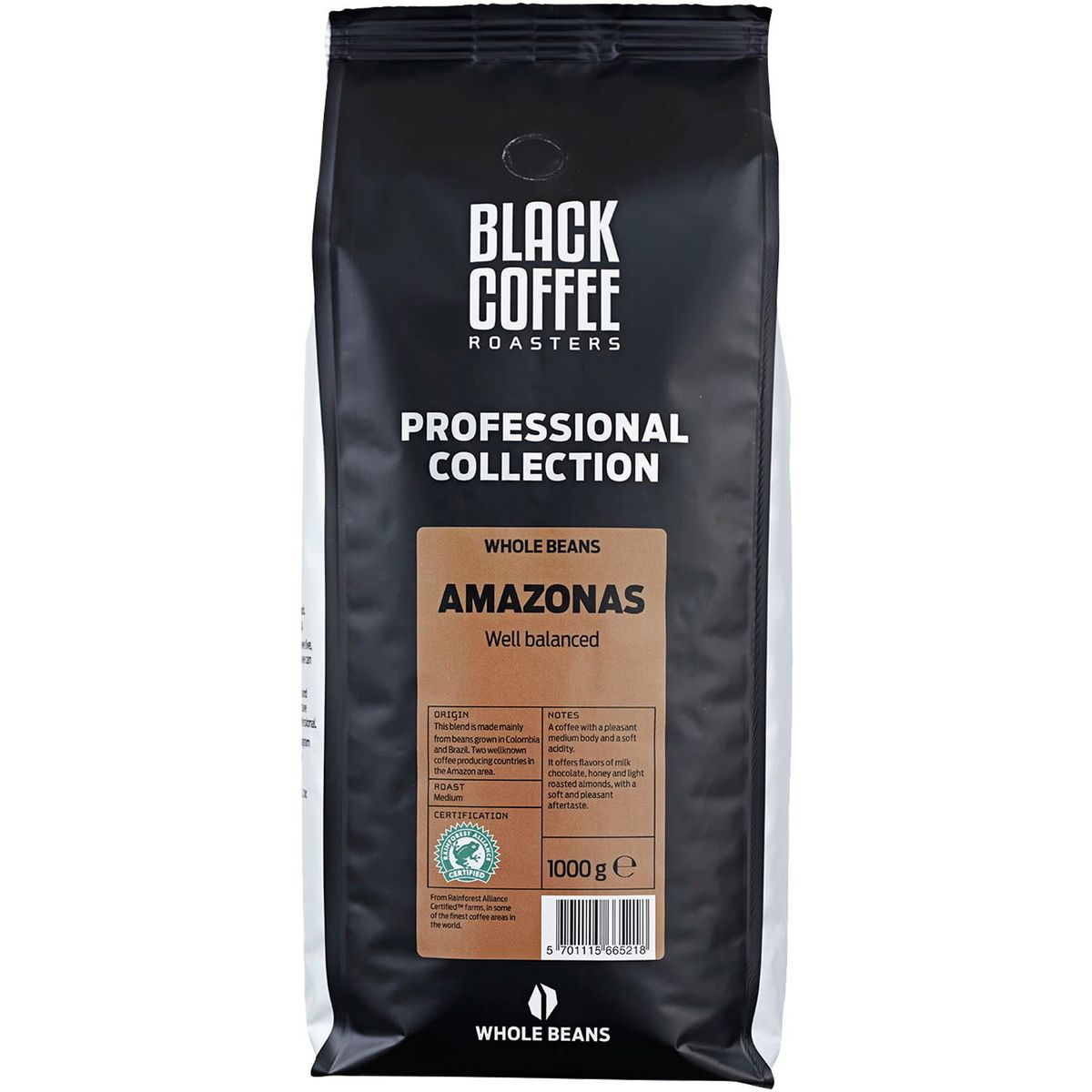 Black Coffee Roasters Amazonas kaffe 1 kg Hele bønner