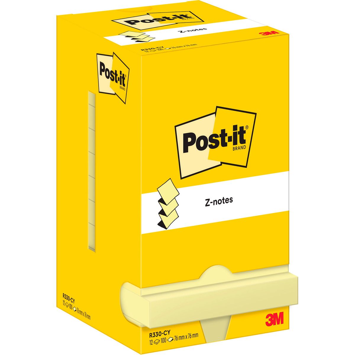 Post-it z-notes blok 76x76mm gul 12stk