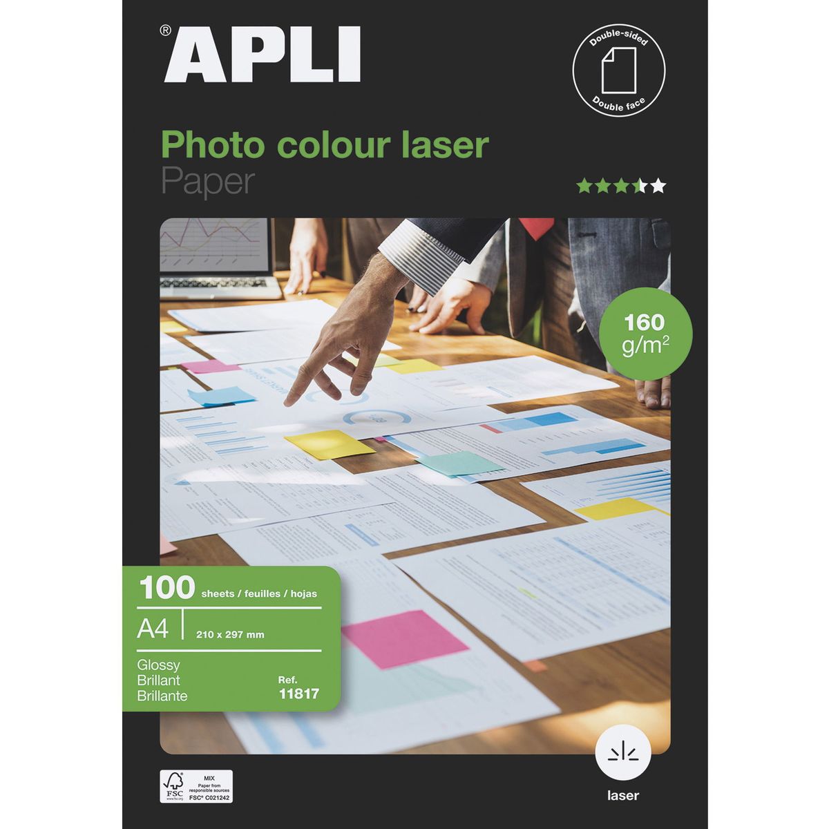 Apli dobbeltsidet fotopapir A4 160g 100ark