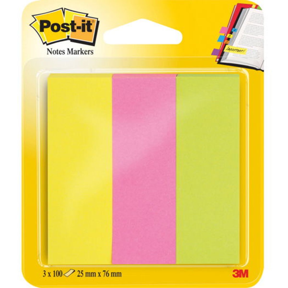 Post-it indexfaner 25x76mm 3 stk