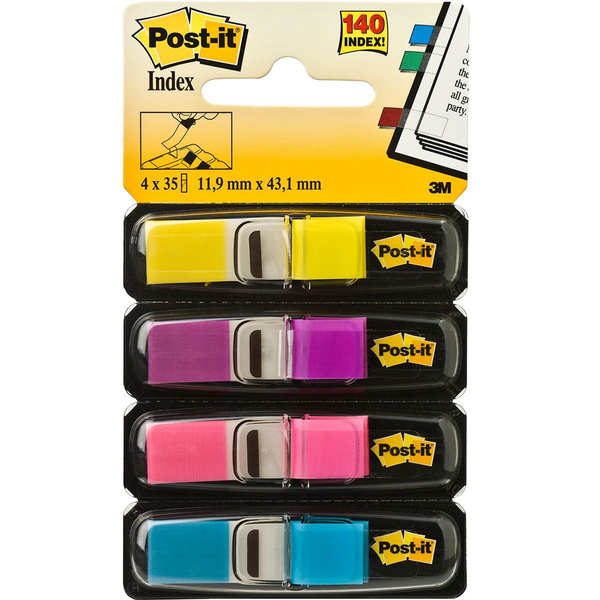 Post-it indexfaner 43 mm x 12.5 mm, flerfarvet;neon