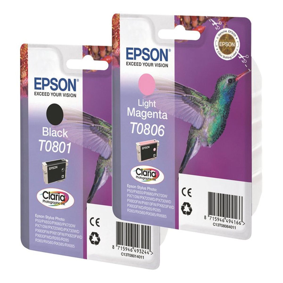 Epson T0802 C13T08024011 Cyan Blækpatron, 350 sider