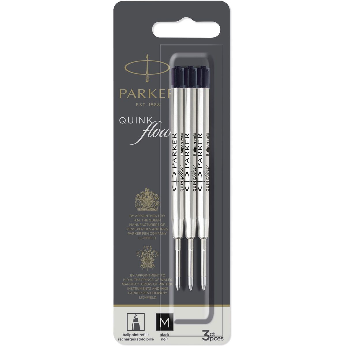 Parker Jotter refill medium 0,7mm sort 3stk