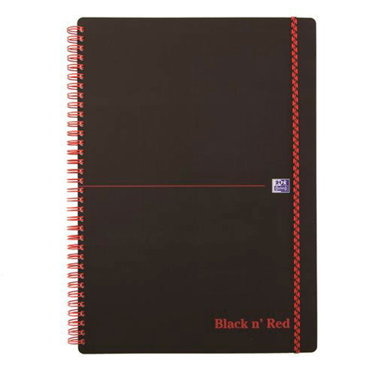 Oxford BlacknRed spiralblok PP A4 linjeret