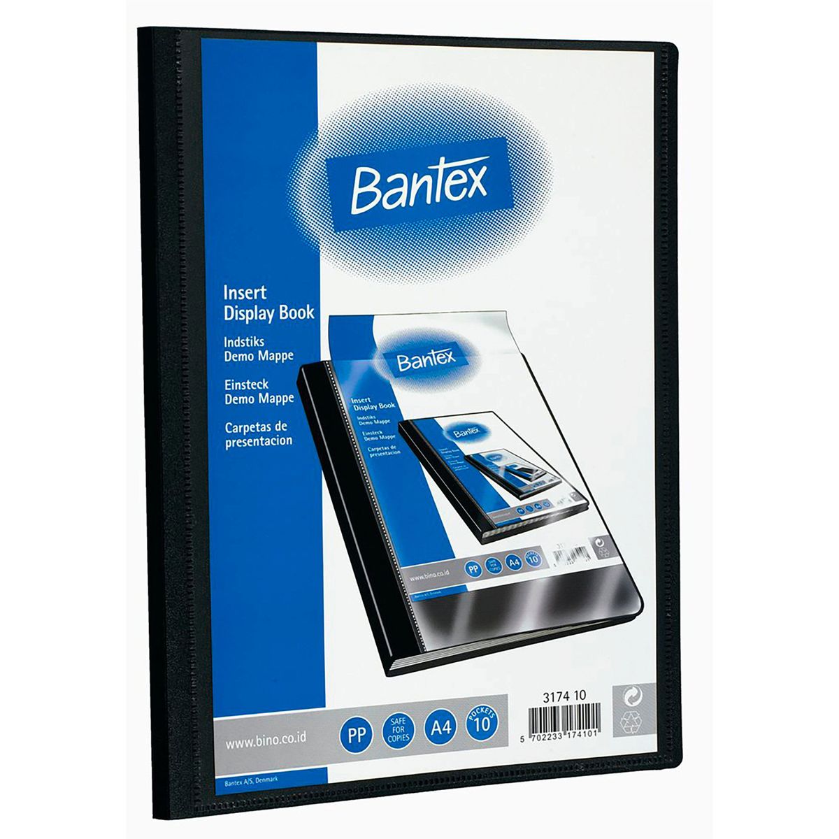 Bantex demomappe m/indstik m/10 lommer A4 sort