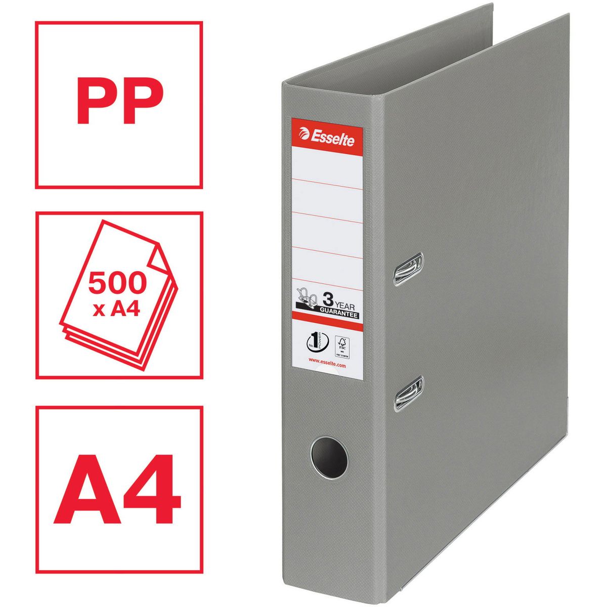 Esselte No. 1 brevordner A4 75 mm grå