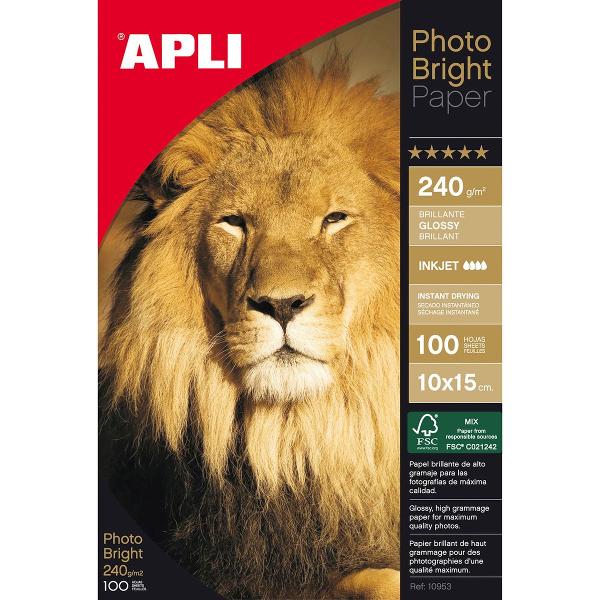 Apli Photo Bright fotopapir 10x15cm 240g 100ark