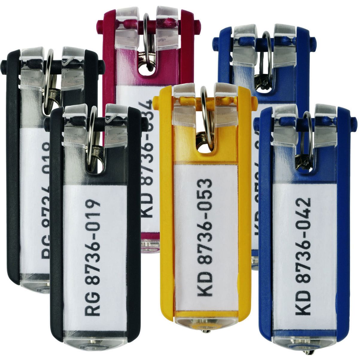 Durable KEY CLIP nøgleringe assorterede farver 6 stk