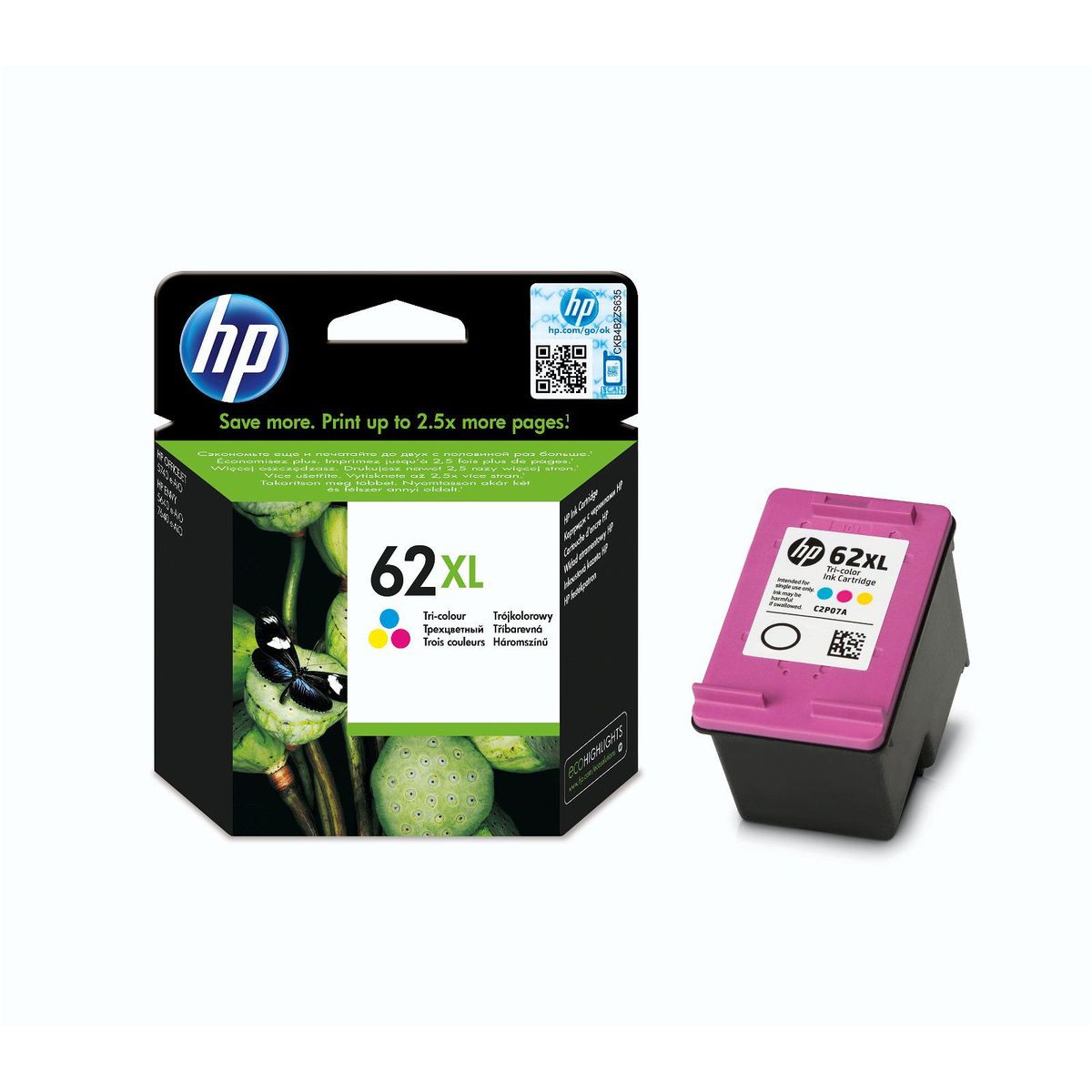 HP 62XL blækpatroner Tri-colour 415 sider