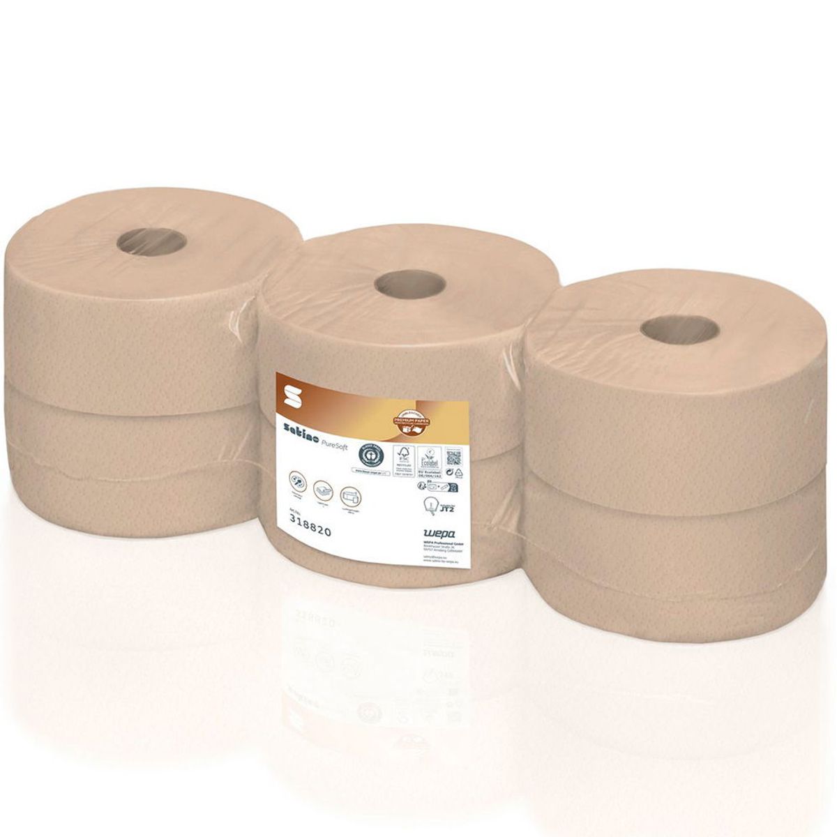 Satino PureSoft Jumbo toiletpapir 2-lags 9,2cmx380m 6rl