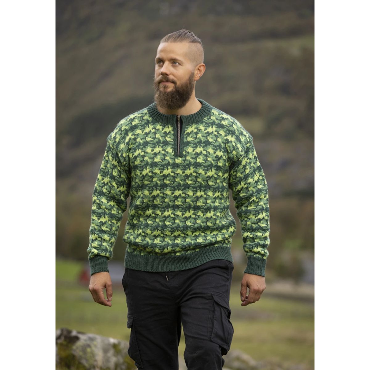 "Camo" Genser - Viking Design 2336-16 Kit - XS-XXL - Viking Eco Highland Wool, fra Viking