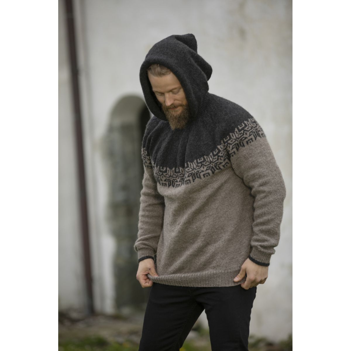 "Hod" Genser med hætte - Viking Design 2127-9B Kit - XS-XXXL - Viking Eco Highland Wool, fra Viking