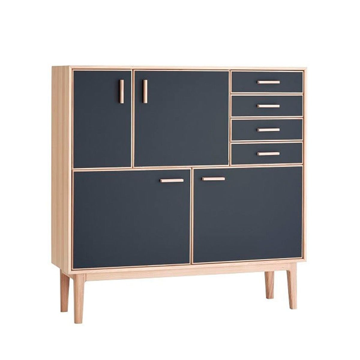 Casø 700 highboard - eg hvidolie/sort nanolaminat