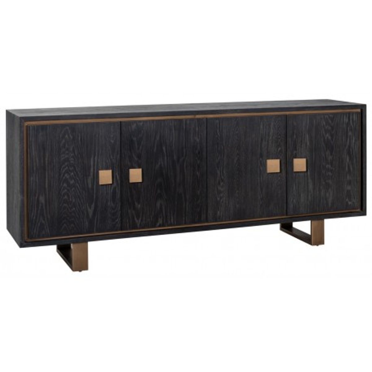 Hunter sideboard i egetræsfinér og stål B220 cm - Sort/Antik guld