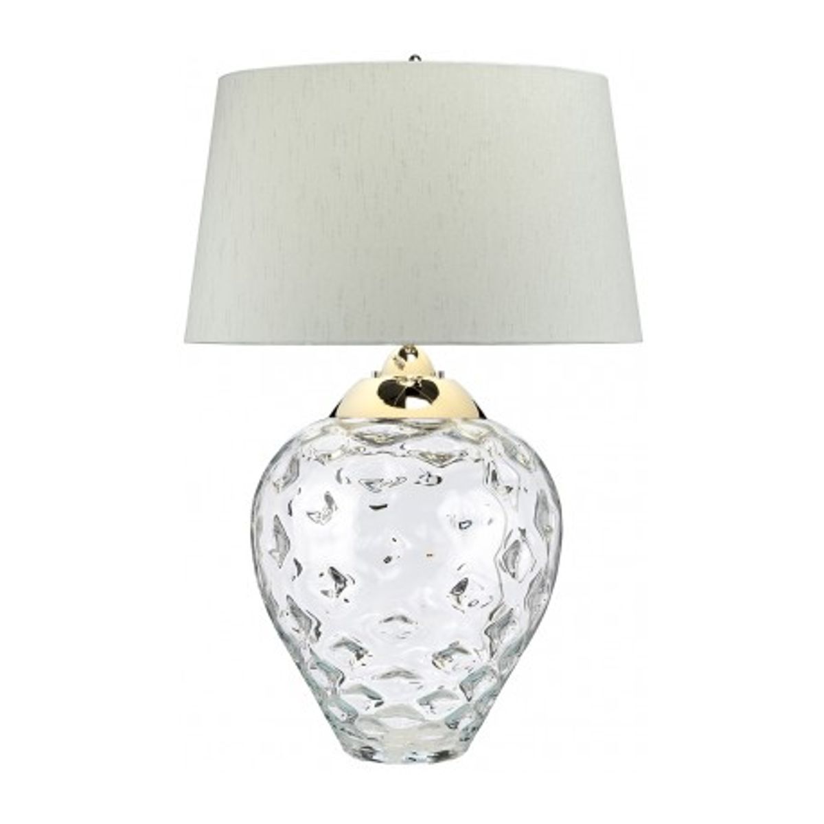 Samara Bordlampe i glas og tekstil H79 cm 1 x E27 + 1 x GU10 LED - Let røget/Chateau duck egg