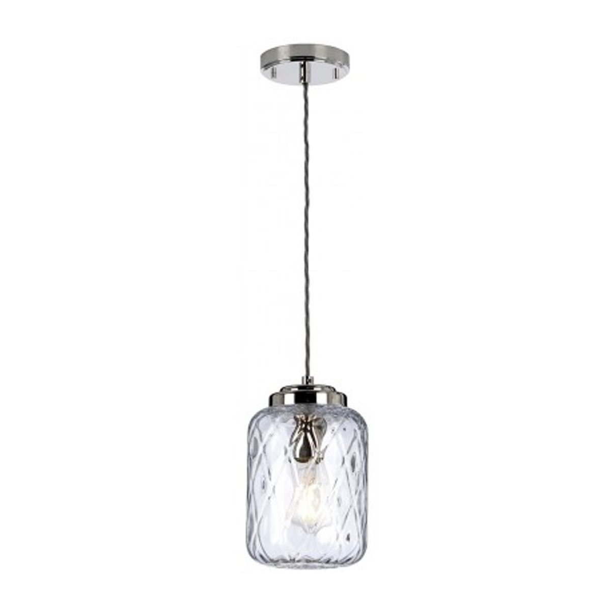 Sola Loftlampe i glas og stål H36 - 221 cm 1 x E27 - Poleret nikkel/Klar