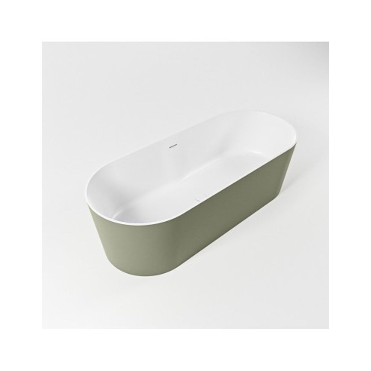 NOBLE fritstående badekar 180 x 75 cm Solid surface - Talkum/Armygrøn