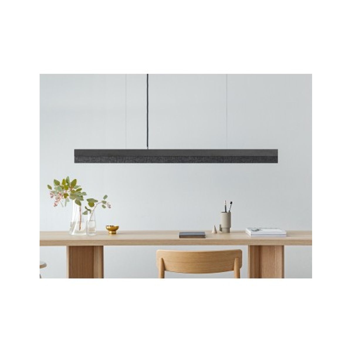 Langbordspendel i beton og træ 122 cm 25W LED - Mørk beton/Brændt træ