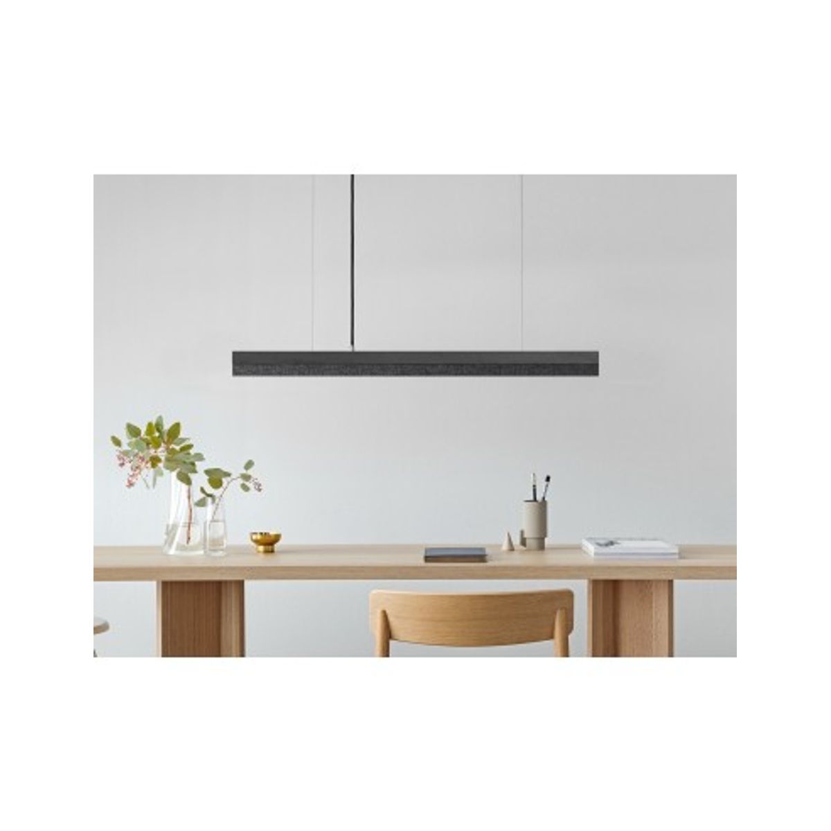 Langbordspendel i beton og træ 92 cm 25W LED - Mørk beton/Brændt træ