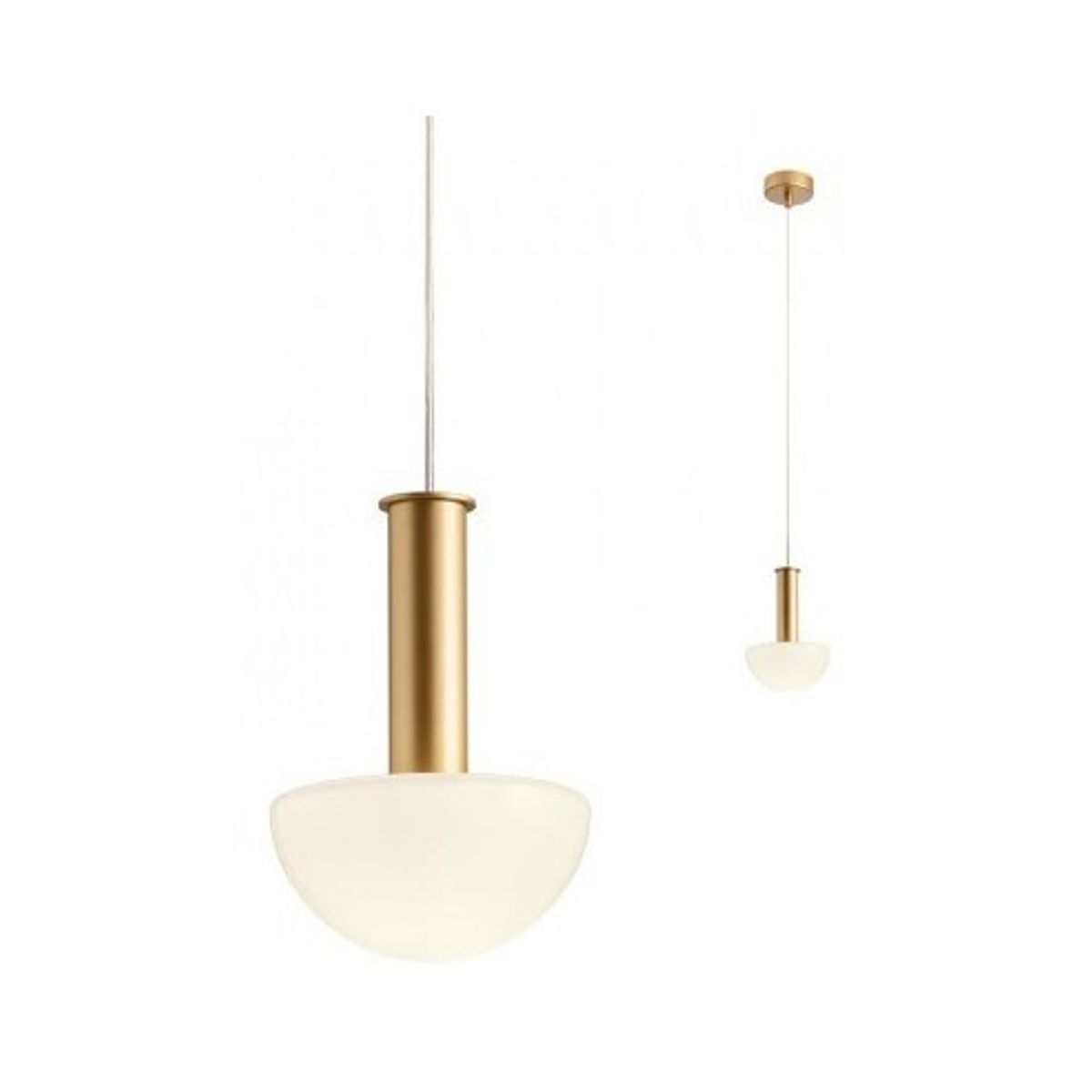 LUMIEN Loftlampe i metal og glas Ø13 cm 1 x G9 - Satineret guld/Opalhvid