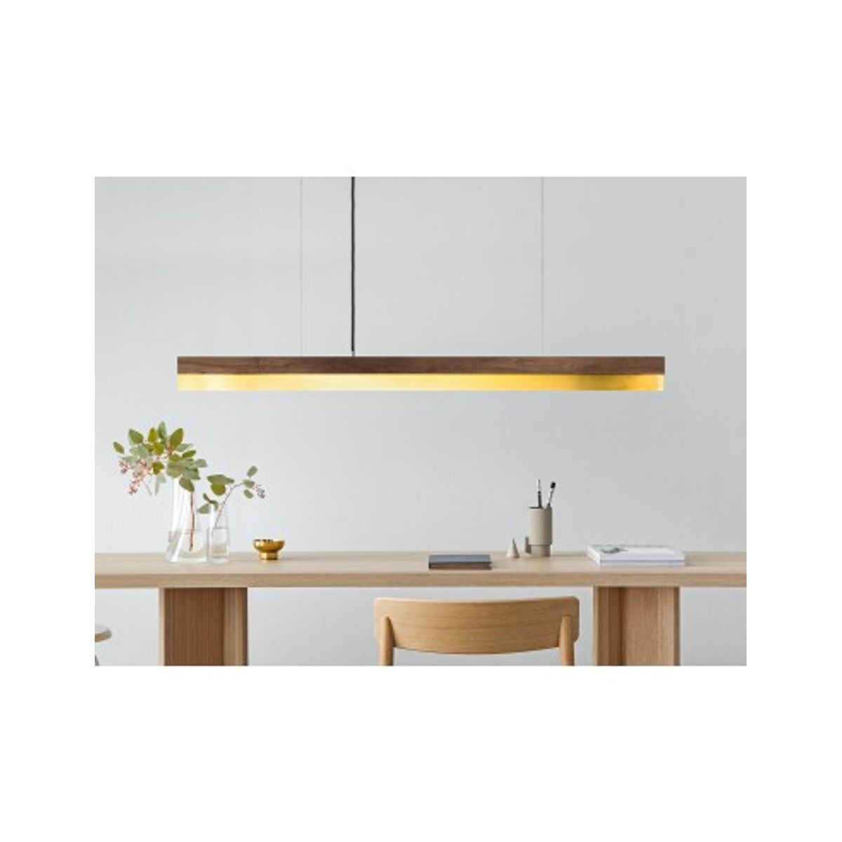 Langbordspendel i nøddetræ og messing 122 cm 25W LED - Nøddetræ/Messing