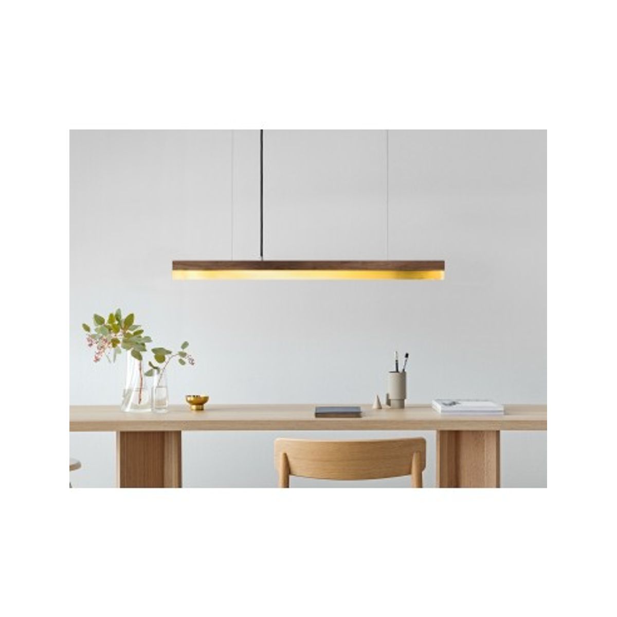 Langbordspendel i nøddetræ og messing 92 cm 25W LED - Nøddetræ/Messing