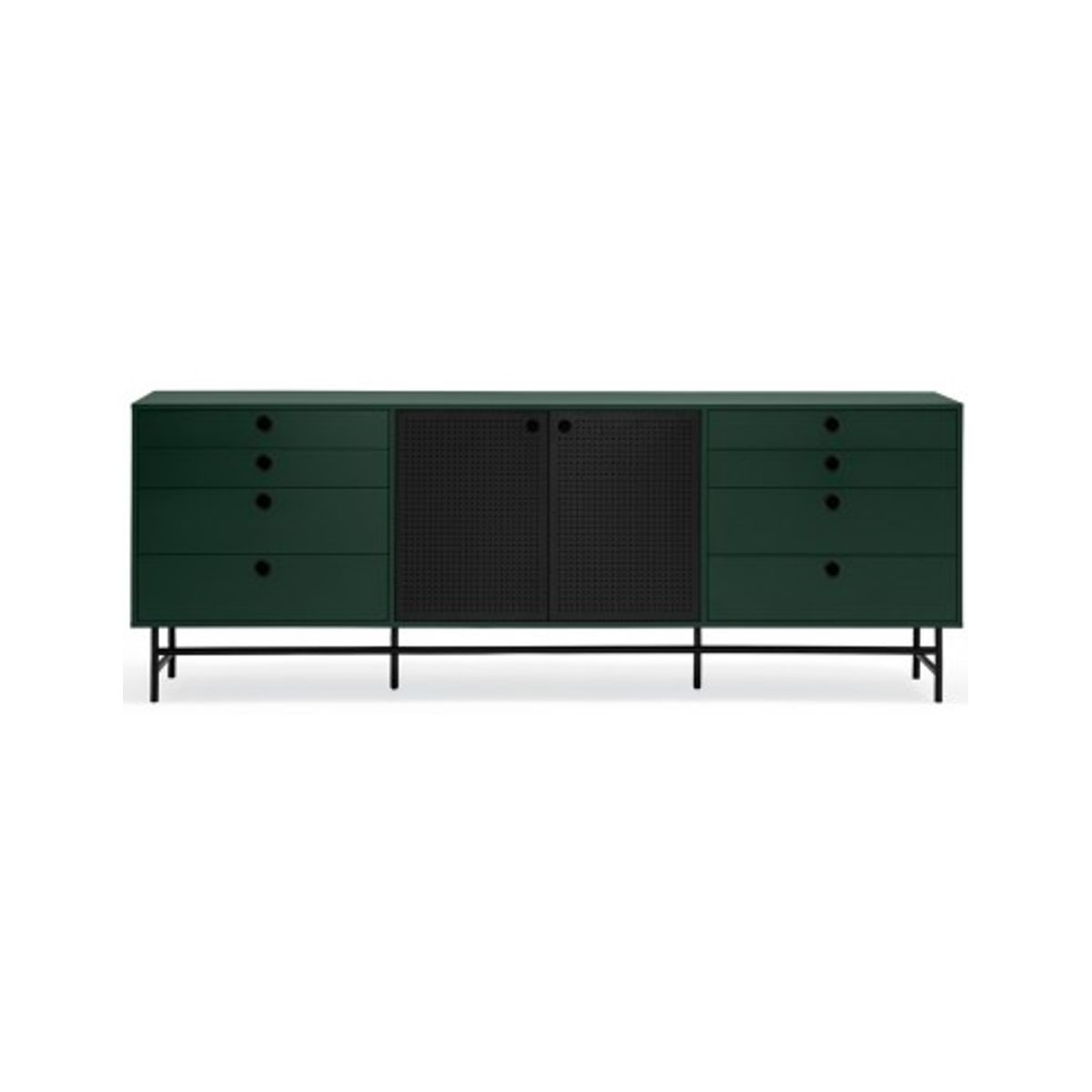 Punto sideboard i metal og mdf finér B212 cm - Sort/Mørkegrøn