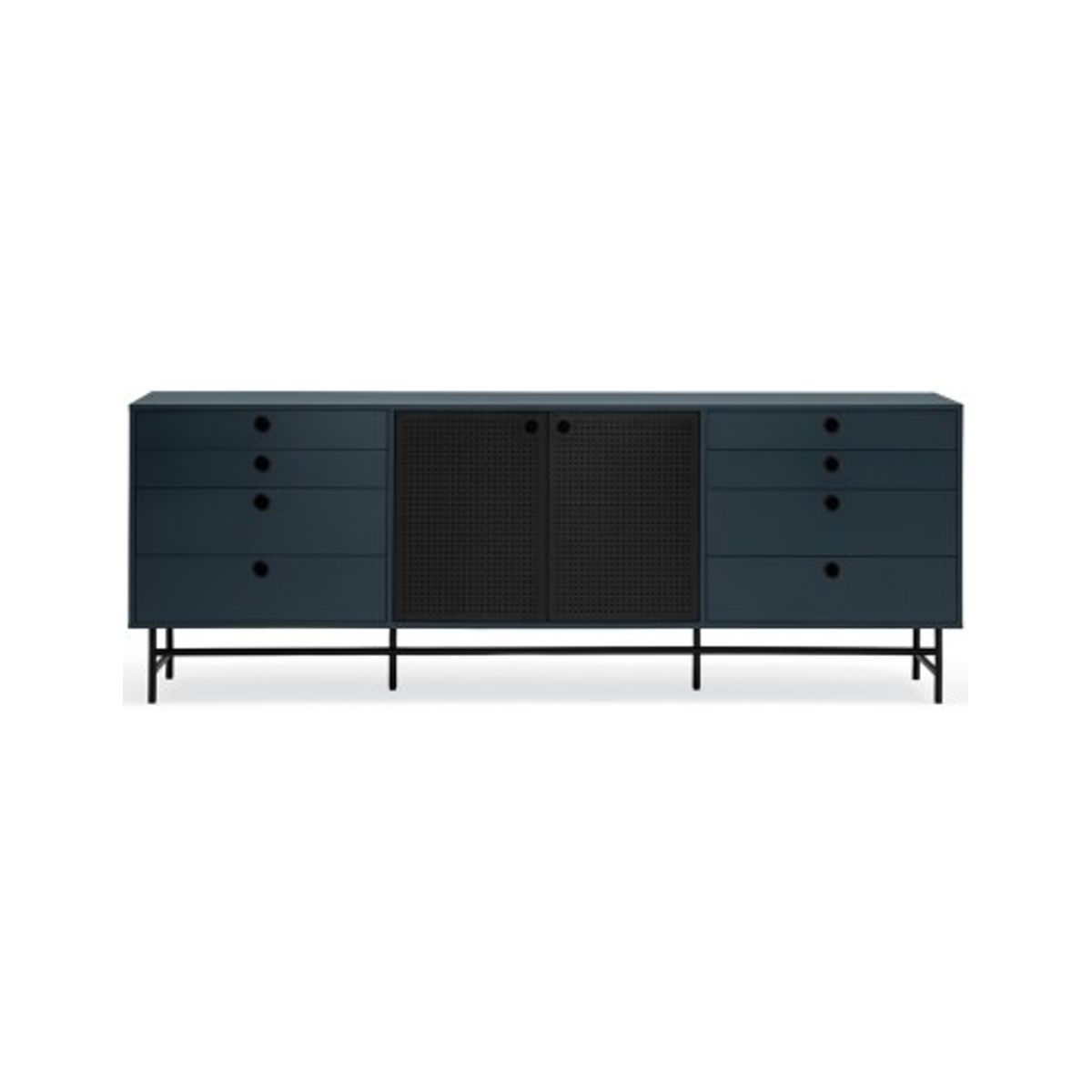 Punto sideboard i metal og mdf finér B212 cm - Sort/Mørk gråblå