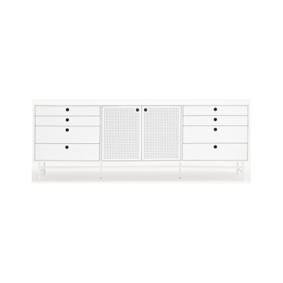 Punto sideboard i metal og mdf finér B212 cm - Hvid/Hvid