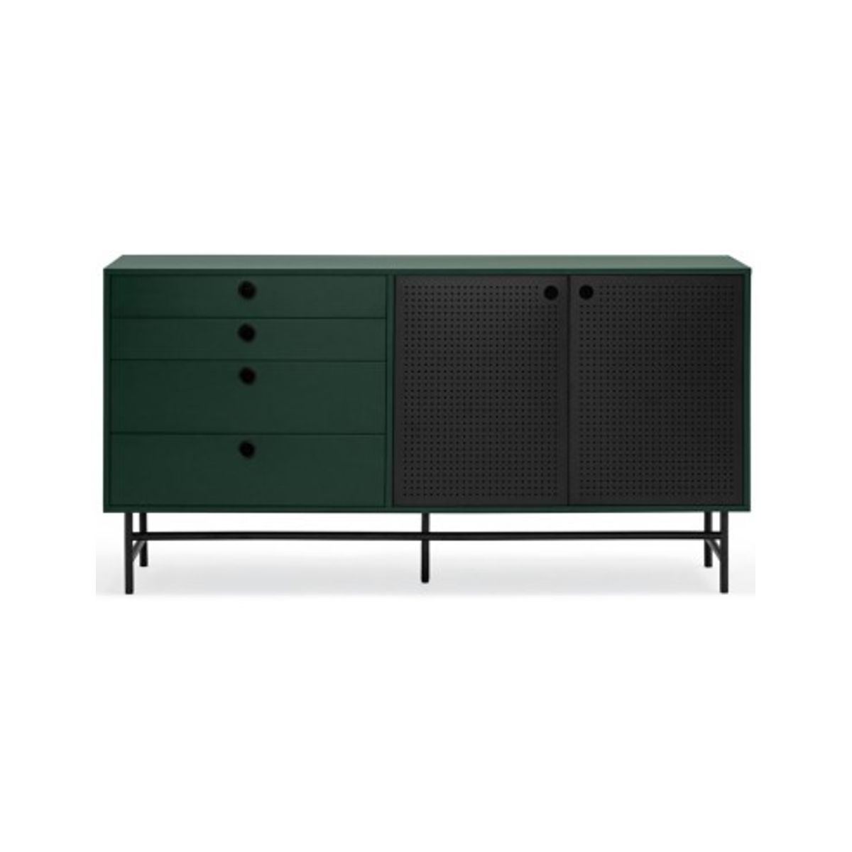 Punto sideboard i metal og mdf finér B150 cm - Sort/Mørkegrøn