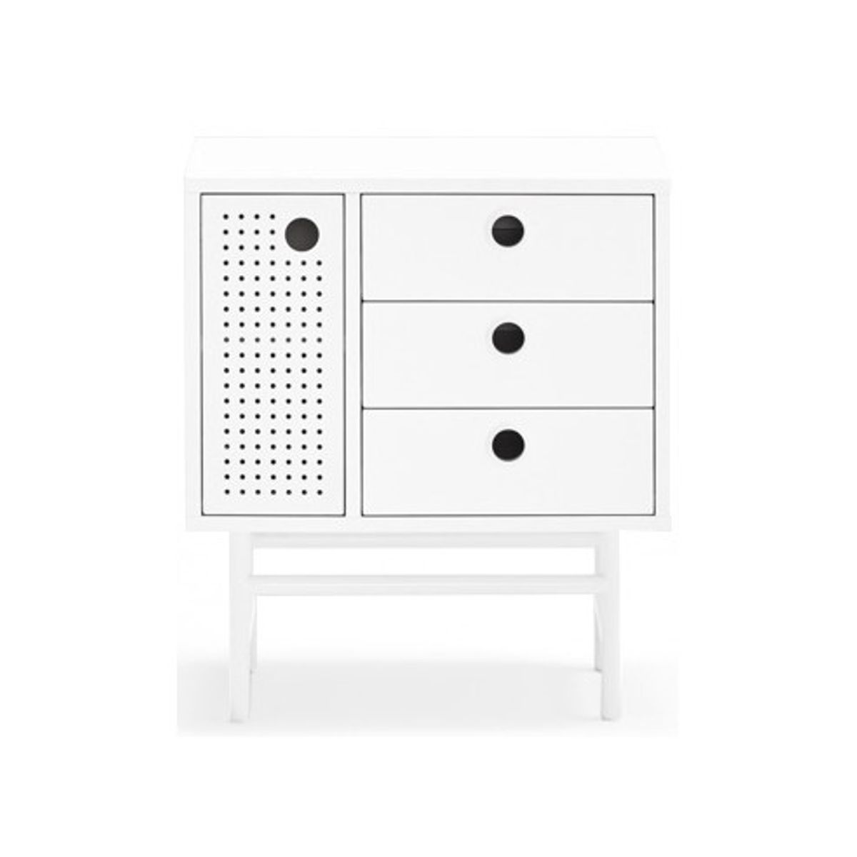 Punto sengebord i metal og mdf finér H55 cm - Hvid/Hvid