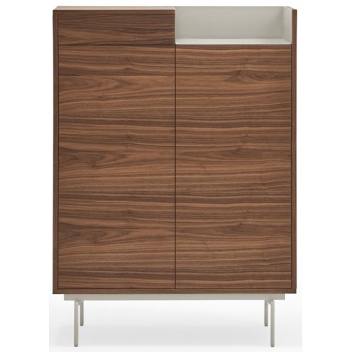 Valley highboard i metal og mdf finér H130 cm - Lysegrå/Valnød