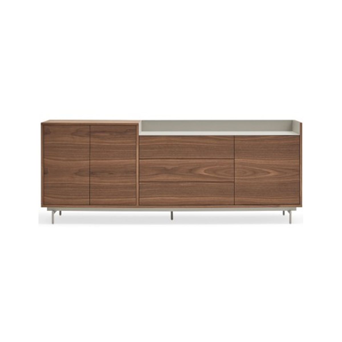 Valley sideboard i metal og mdf finér B200 cm - Lysegrå/Valnød