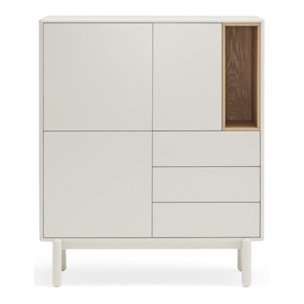 Corvo Highboard i massiv træ og mdf finér H120 cm - Creme/Eg