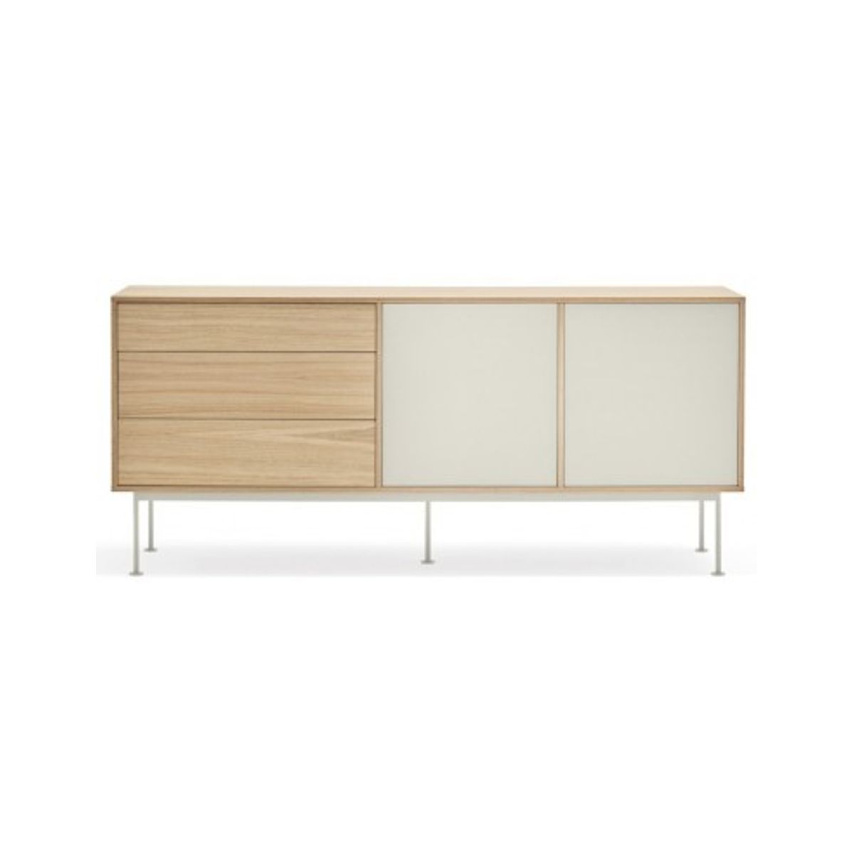 Yoko Sideboard i metal og mdf finér B180 cm - Creme/Eg